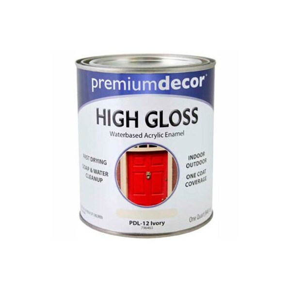 General Paint Premium Dcor Waterborne Acrylic Enamel, Gloss Finish, Ivory, Quart - 796463 - main